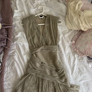 Maje silver gold Ruched Tiered Mini Dress